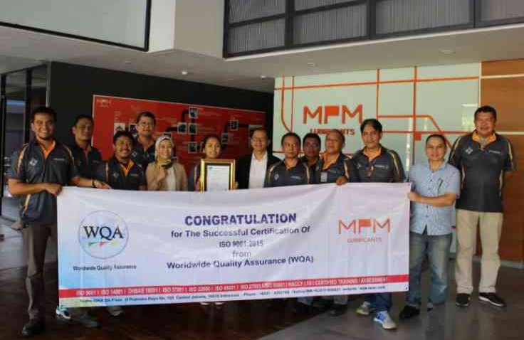 PT MPM Lubricants Terima Sertifikat ISO 9001:2015